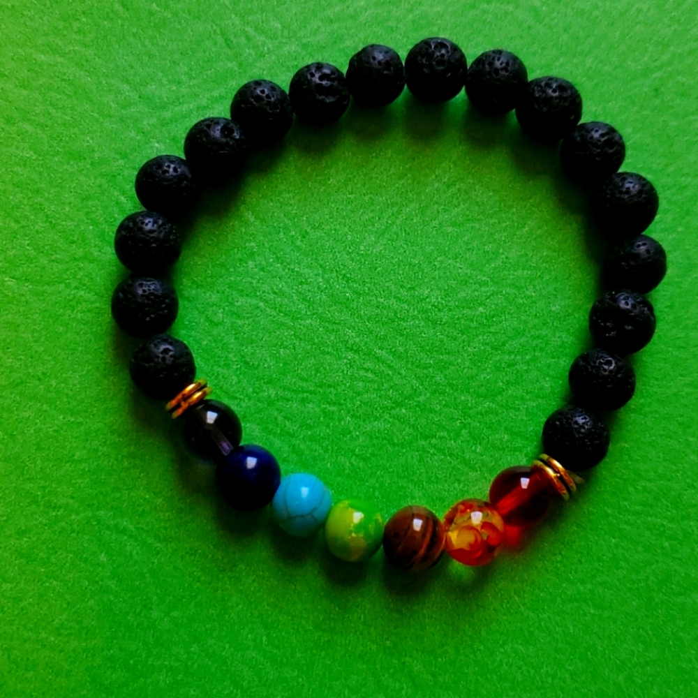 7 Chakra Lava Bead Bracelet